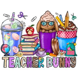 Teacher Bunny Coffee Latte Bunny Png Sublimation Digital Download