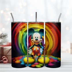 Rainbow Mickey Mouse Tumbler 3D Wrap 20oz Png File Instant Download File