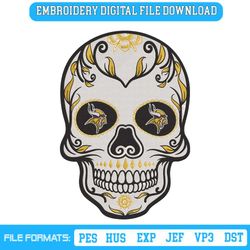 Skull Mandala Minnesota Vikings NFL Embroidery Design Download