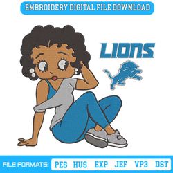 Detroit Lions Black Girl Betty Boop Embroidery Design File