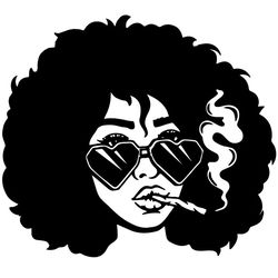 Afro Girl Smoking Joint Svg, Black Girl Svg, Rasta Girl Smoking Svg ,Smoking Marijuana Svg, Smoking Cannabis Svg, Afro G