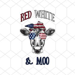 Patriotic Cow USA Red White & Moo with American svg, Animal Svg, Red And White And Moo Svg, American Flag Svg, Cow Svg,