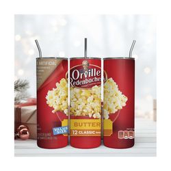 Orville Popcorn 20Oz Tumbler Wrap Sublimation Design, 20OZ Tumbler Wrap Design