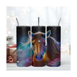 Galaxy Horse 20Oz Tumbler Wrap, Horse Wrap, Straight Template, Sublimation Graphics