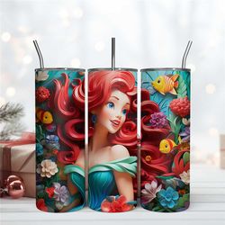 Ariel Under The Sea Tumbler 20oz, Disney Princess Template, Skinny 20oz Tumbler Design Digital File