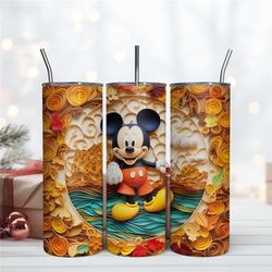 3D Mickey Mouse Autumn Skinny 20oz Tumbler Digital Instant Download File Png