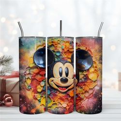 Mickey Mouse Art 3D Skinny Tumbler Png Sublimation Disney Mouse Png 20oz Digital