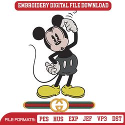 Black Mickey Mouse Gucci Logo Embroidery Design Files