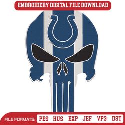Indianapolis Colts Punisher Skull NFL Team Embroidery Design File