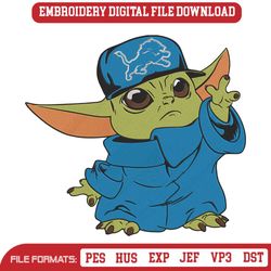 Detroit Lions Cap Baby Yoda Embroidery Design Download