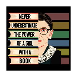 Never Underestimate The Power Of A Girl With A Book Svg, Trending Svg, Girl Power Svg, Book Svg, Book Lovers Svg, Readin