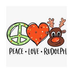 Peace Love Rudolph Svg, Christmas Svg, Peace Love Rudolph Svg, Reindeer Svg, Reindeer Face Svg, Heart Svg, Christmas 202