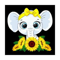 Cute Baby Elephant With Sunflowers Svg, Trending Svg, Baby Elephant Svg, Sunflowers Svg, Cute Baby Elephant With Sunflow