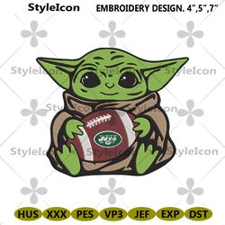 New York Jets Baby Yoda Football Embroidery Design File