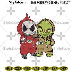 Green Bay Packers Jack And Grinch Embroidery Design File Download