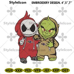 Baltimore Ravens Jack And Grinch Embroidery Design File Download