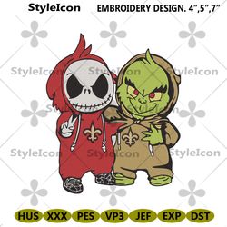 New Orleans Saints Jack And Grinch Embroidery Design File Download