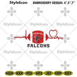 Atlanta Facons Football Heart Beat Embroidery Instant Download