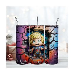 3D Inflated Thor In The Wall Tumbler Wrap Design, 20oz Tumbler Design Sublimation Png