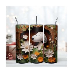 Snoopy White Flower Skinny 20oz Digital Download Png Snoopy Dog 20oz Png