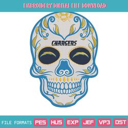 Skull Mandala Los Angeles Chargers NFL Embroidery Design Download