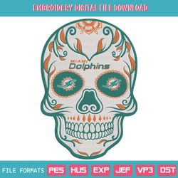 Skull Mandala Miami Dolphins NFL Embroidery Design Download