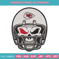 Skull Helmet Kansas City Chiefs Logo NFL Embroidery Design