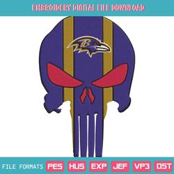Baltimore Ravens Punisher Skull NFL Team Embroidery Design File