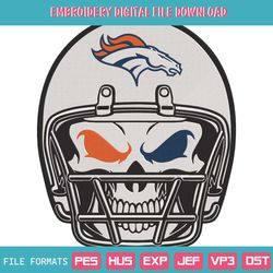 Denver Broncos Team Skull Helmet Embroidery Design File