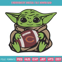 Chicago Bears Baby Yoda Football Embroidery Design File Download