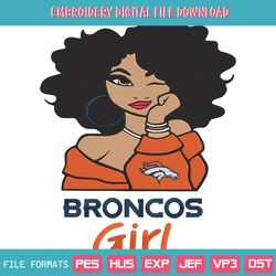 Broncos Black Girl Embroidery Design File Download