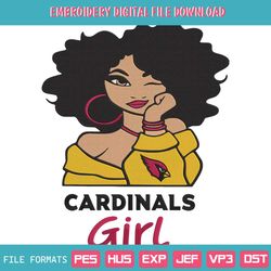 Cardinals Black Girl Embroidery Design File Download