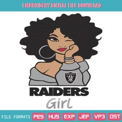 Raiders Black Girl Embroidery Design File Download
