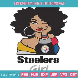 Steelers Black Girl Embroidery Design File Download