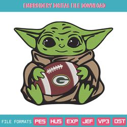 Green Bay Packers Baby Yoda Football Embroidery Design File