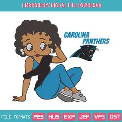 Carolina Panthers Black Girl Betty Boop Embroidery Design File