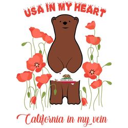 USA In My Heart California In My Vein Svg, Trending Svg, Bear Flag Republic, Love USA Svg, Love California Svg, USA Svg,