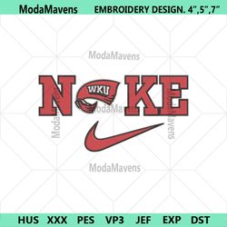 Nike Western Kentucky Hilltoppers Swoosh Embroidery Design Download File