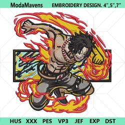 Portgas D Ace Fire Embroidery Anime One Piece
