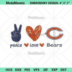 Peace Love Chicago Bears Embroidery Design File Download