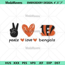 Peace Love Cincinnati Bengals Embroidery Design File Download