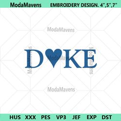 NCAA Duke Wordmark Logo Embroidery, Duke Heart Logo Machine Embroidery Files