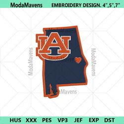Auburn States Embroidery Design, Auburn Tigers Embroidery Instant File