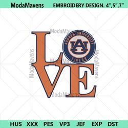 Love Auburn Tigers Logo Embroidery Download, NCAA Auburn Tigers Embroidery Design
