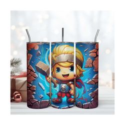 3D Inflated Thor Baby Crawling Out Hole Tumbler Design, 20oz Tumbler Design Sublimation Png