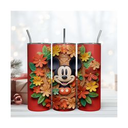 Mickey Mouse 3D In The Wreath Skinny 20oz Tumbler 20oz Digital File Png