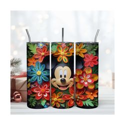 Mickey Mouse Flowers Retro Tumbler 20oz Digital File Png Mickey Flower Wrap 20oz File