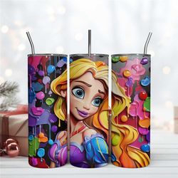 3D Rapunzel Disney Tumbler Design, Disney Princess Wrap, 20oz Skinny Tumbler Instant Download