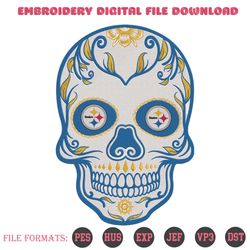 Skull Mandala Pittsburgh Steelers NFL Embroidery Design Download