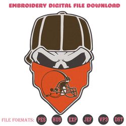 Cleveland Browns Skull Bandana NFL Embroidery Design Download